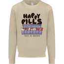 Cats Happy Pills Funny Feline Mens Sweatshirt Jumper Sand