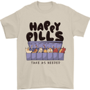 Cats Happy Pills Funny Feline Mens T-Shirt 100% Cotton Sand