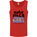 Cats Happy Pills Funny Feline Mens Vest Tank Top Red