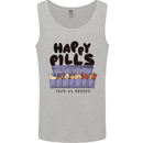 Cats Happy Pills Funny Feline Mens Vest Tank Top Sports Grey
