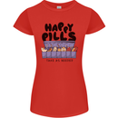 Cats Happy Pills Funny Feline Womens Petite Cut T-Shirt Red