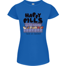 Cats Happy Pills Funny Feline Womens Petite Cut T-Shirt Royal Blue