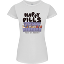 Cats Happy Pills Funny Feline Womens Petite Cut T-Shirt White