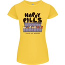 Cats Happy Pills Funny Feline Womens Petite Cut T-Shirt Yellow