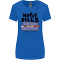 Cats Happy Pills Funny Feline Womens Wider Cut T-Shirt Royal Blue
