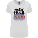 Cats Happy Pills Funny Feline Womens Wider Cut T-Shirt White