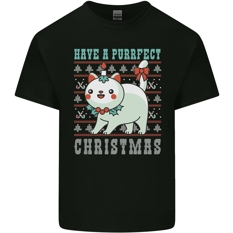 Cats Have a Purrfect Christmas Funny Xmas Kids T-Shirt Childrens Black