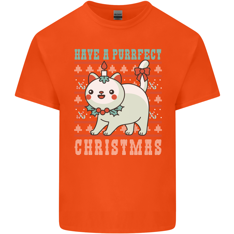 Cats Have a Purrfect Christmas Funny Xmas Kids T-Shirt Childrens Orange