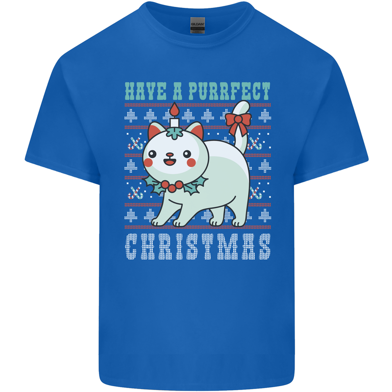 Cats Have a Purrfect Christmas Funny Xmas Kids T-Shirt Childrens Royal Blue