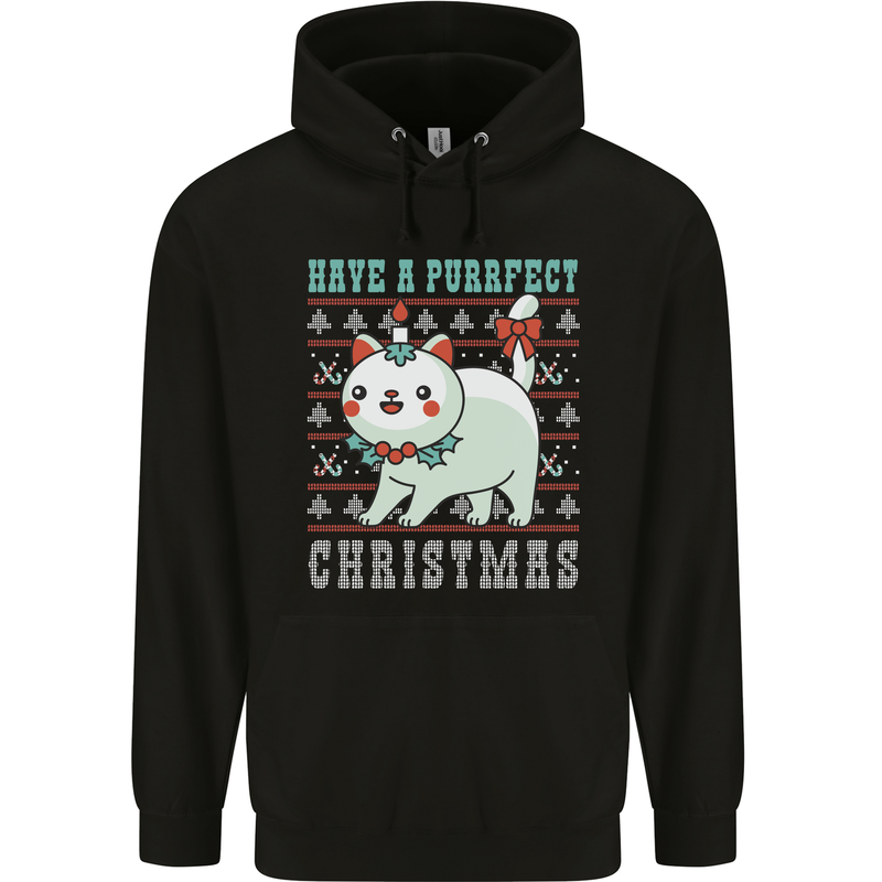Cats Have a Purrfect Christmas Funny Xmas Mens 80% Cotton Hoodie Black