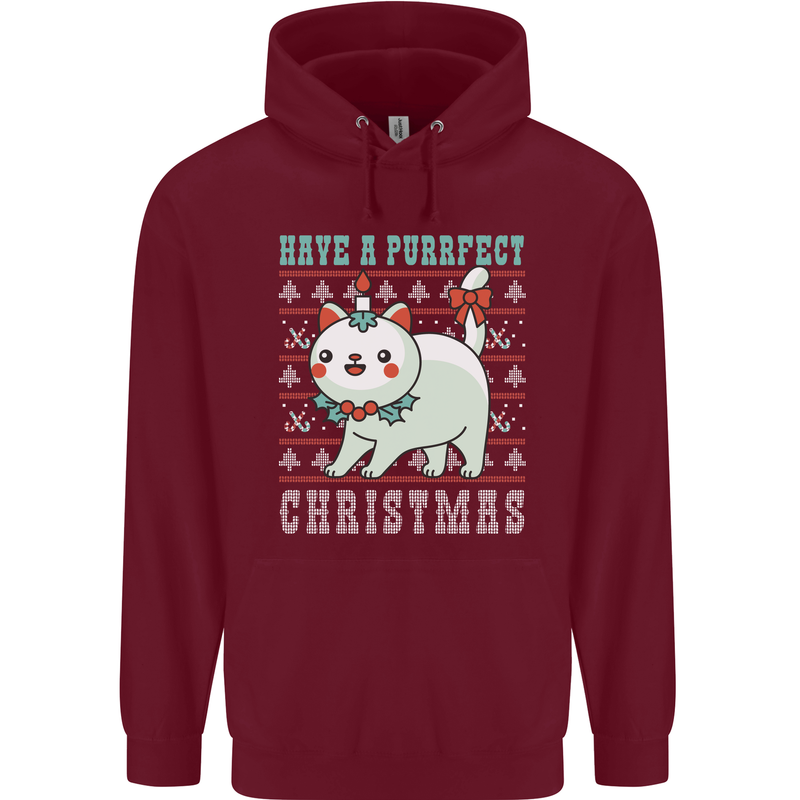 Cats Have a Purrfect Christmas Funny Xmas Mens 80% Cotton Hoodie Maroon