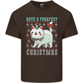 Cats Have a Purrfect Christmas Funny Xmas Mens Cotton T-Shirt Tee Top Dark Chocolate