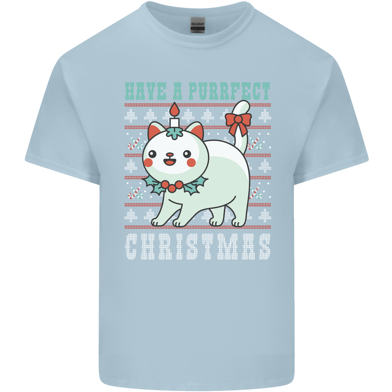 Cats Have a Purrfect Christmas Funny Xmas Mens Cotton T-Shirt Tee Top Light Blue