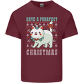 Cats Have a Purrfect Christmas Funny Xmas Mens Cotton T-Shirt Tee Top Maroon