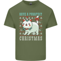 Cats Have a Purrfect Christmas Funny Xmas Mens Cotton T-Shirt Tee Top Military Green