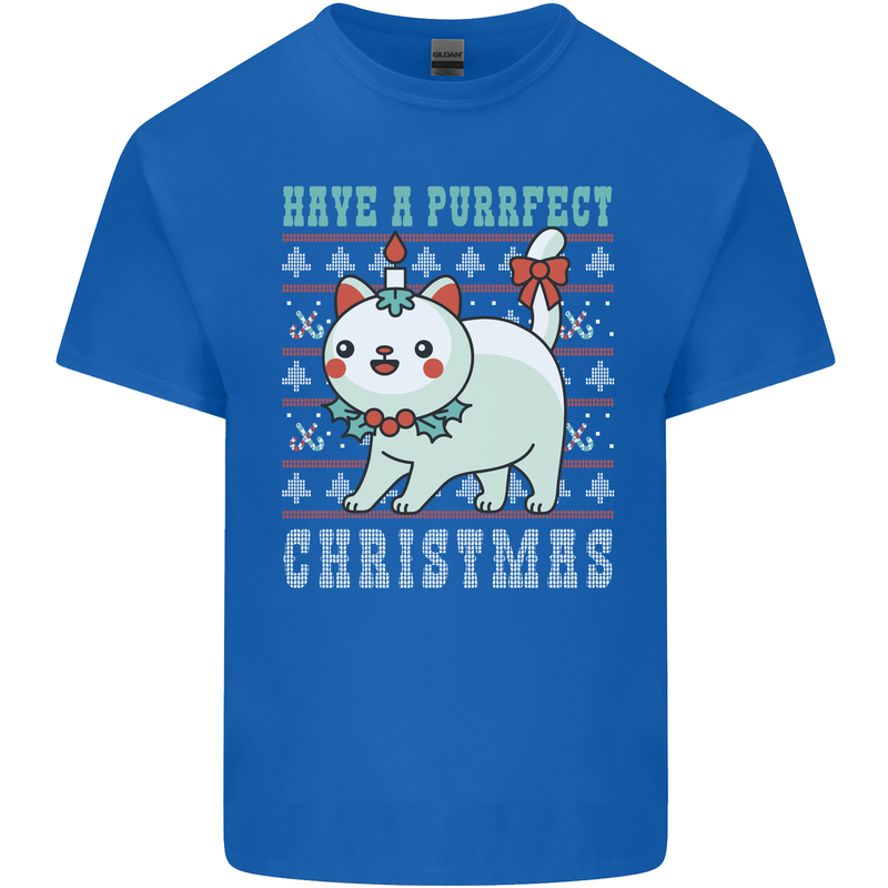 Cats Have a Purrfect Christmas Funny Xmas Mens Cotton T-Shirt Tee Top Royal Blue
