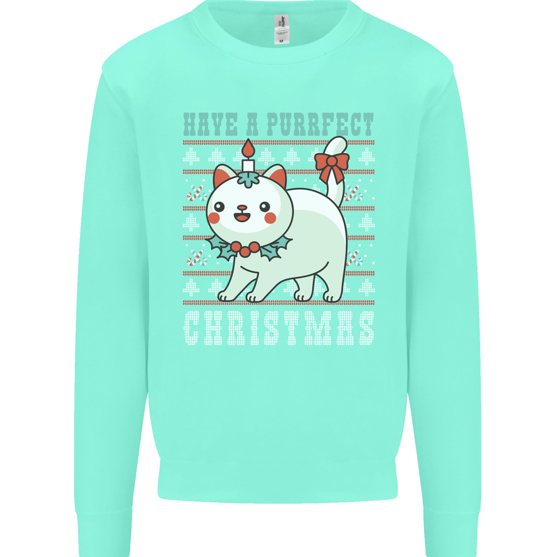 Cats Have a Purrfect Christmas Funny Xmas Mens Sweatshirt Jumper Peppermint