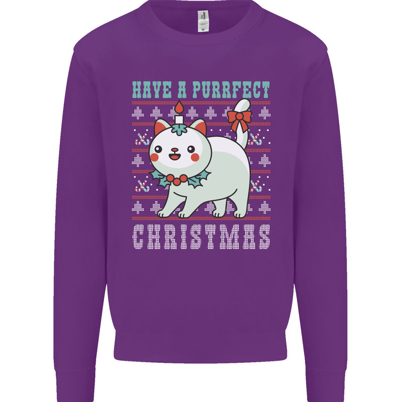 Cats Have a Purrfect Christmas Funny Xmas Mens Sweatshirt Jumper Purple