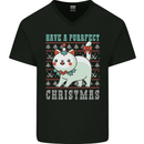 Cats Have a Purrfect Christmas Funny Xmas Mens V-Neck Cotton T-Shirt Black