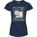 Cats Have a Purrfect Christmas Funny Xmas Womens Petite Cut T-Shirt Navy Blue