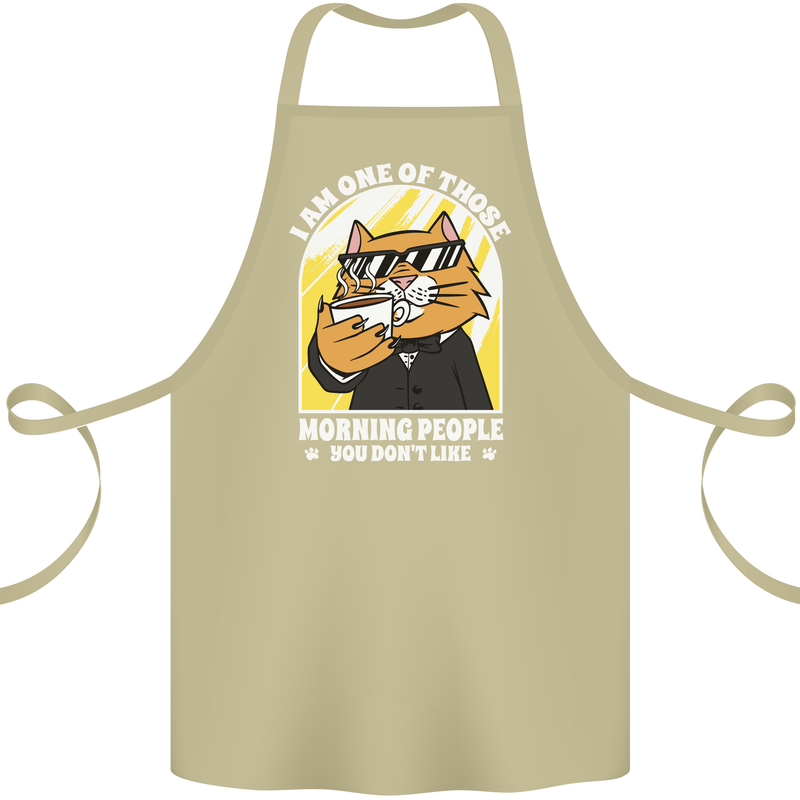 Cats I'm One of Those Morning People Funny Cotton Apron 100% Organic Khaki