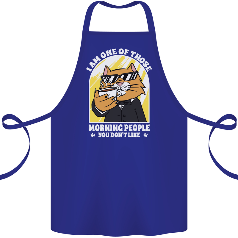 Cats I'm One of Those Morning People Funny Cotton Apron 100% Organic Royal Blue