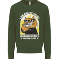 Cats I'm One of Those Morning People Funny Kids Sweatshirt Jumper Forest Green