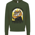 Cats I'm One of Those Morning People Funny Kids Sweatshirt Jumper Forest Green