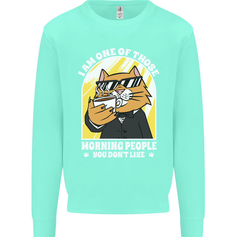 Cats I'm One of Those Morning People Funny Kids Sweatshirt Jumper Peppermint