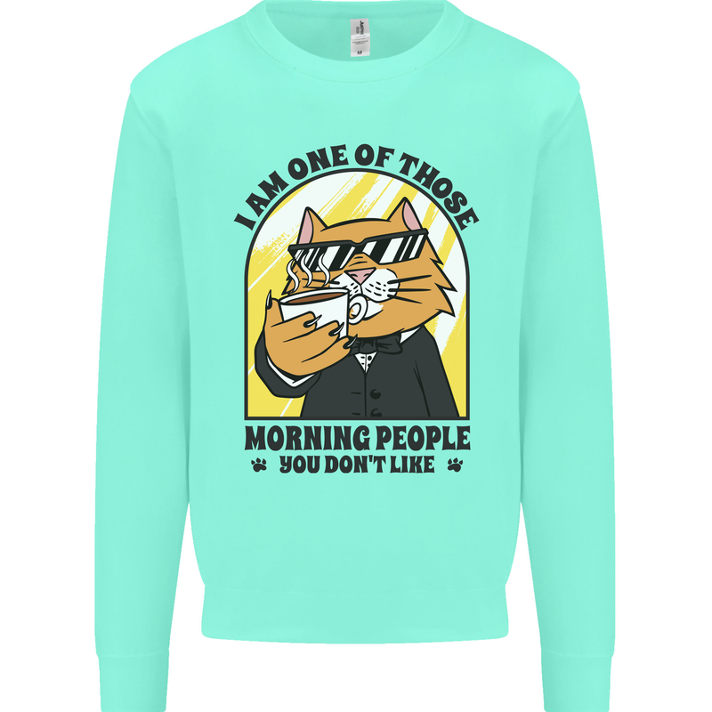 Cats I'm One of Those Morning People Funny Kids Sweatshirt Jumper Peppermint
