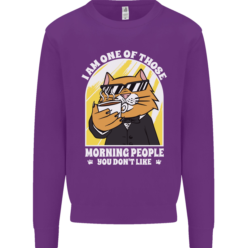 Cats I'm One of Those Morning People Funny Kids Sweatshirt Jumper Purple