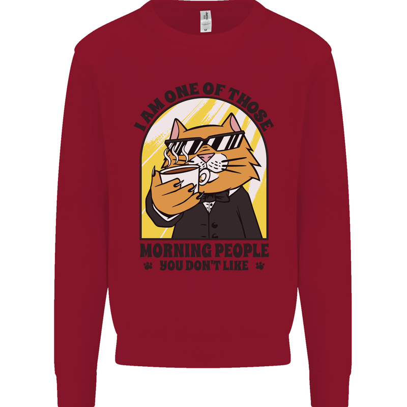Cats I'm One of Those Morning People Funny Kids Sweatshirt Jumper Red
