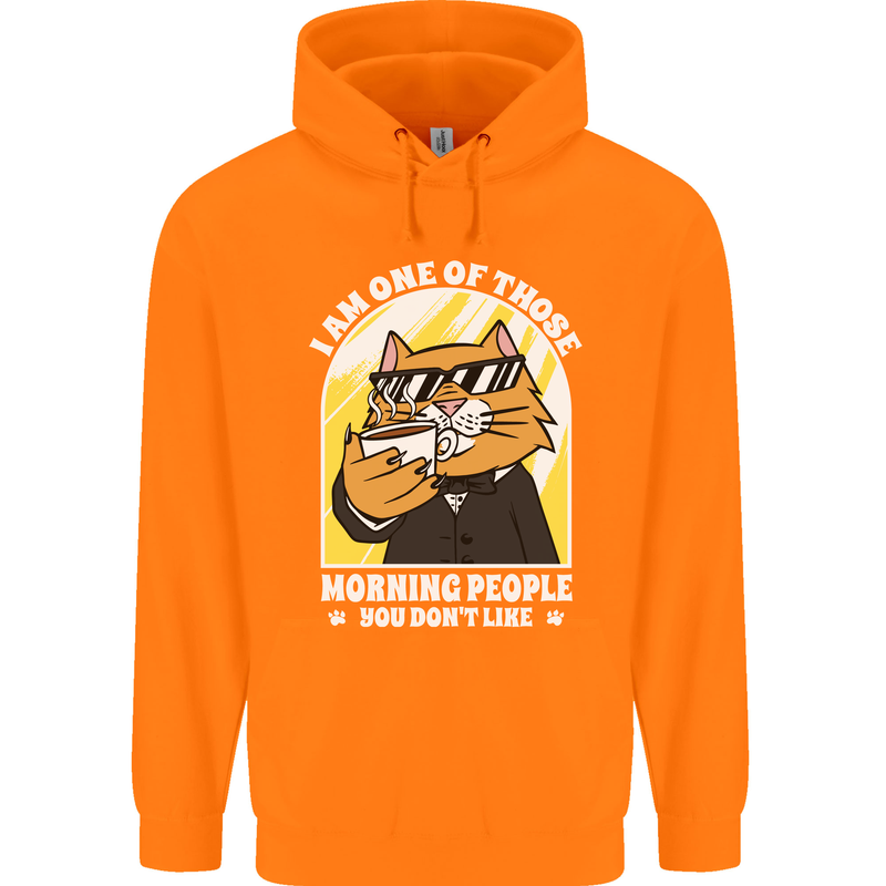 Cats I'm One of Those Morning People Funny Mens 80% Cotton Hoodie Orange