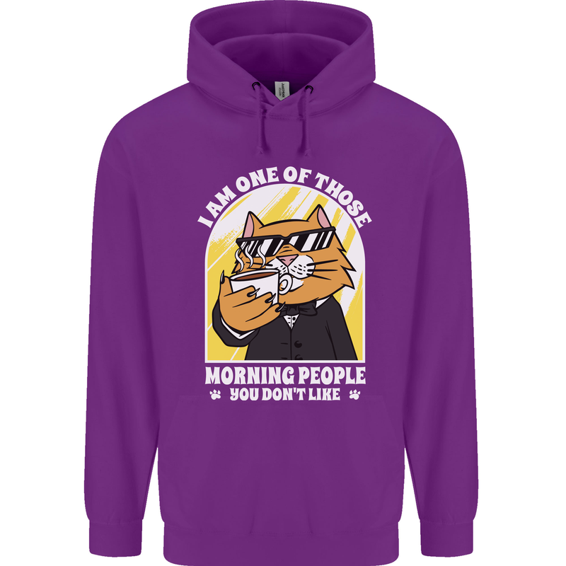 Cats I'm One of Those Morning People Funny Mens 80% Cotton Hoodie Purple