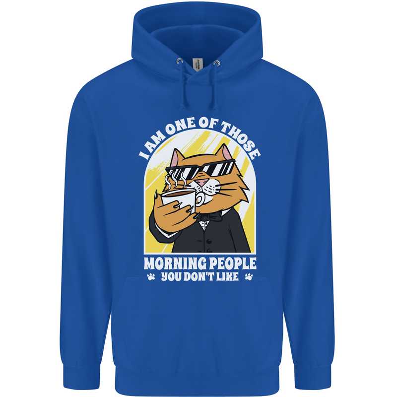 Cats I'm One of Those Morning People Funny Mens 80% Cotton Hoodie Royal Blue