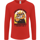 Cats I'm One of Those Morning People Funny Mens Long Sleeve T-Shirt Red