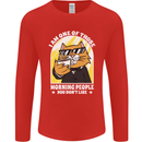 Cats I'm One of Those Morning People Funny Mens Long Sleeve T-Shirt Red