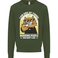 Cats I'm One of Those Morning People Funny Mens Sweatshirt Jumper Forest Green