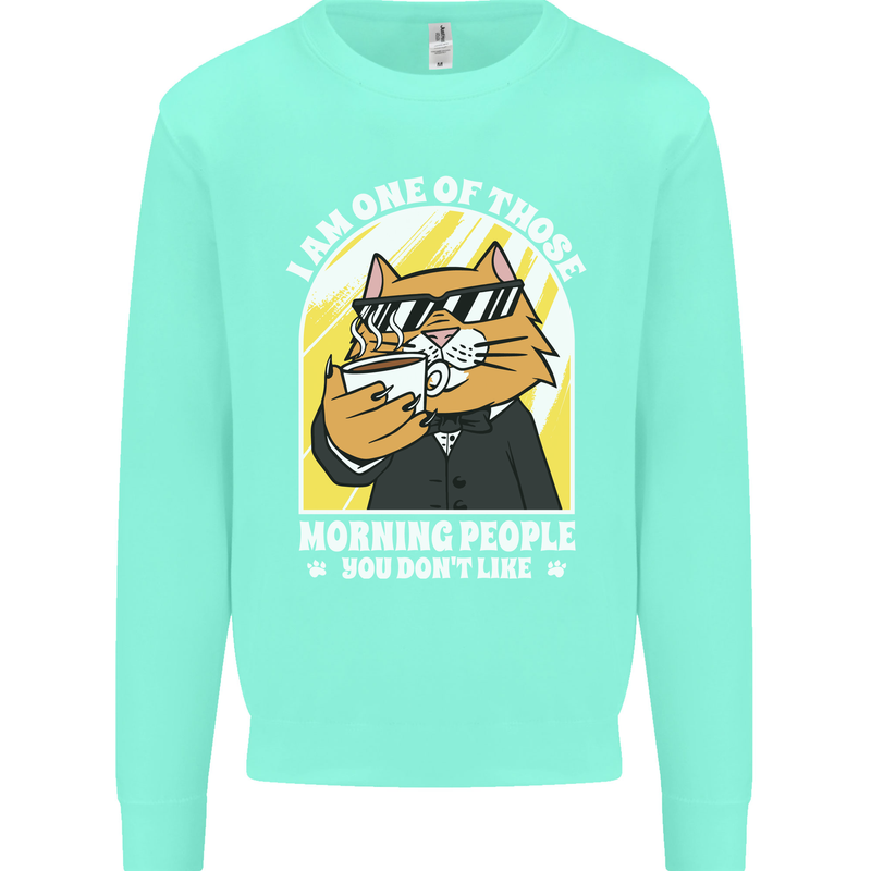 Cats I'm One of Those Morning People Funny Mens Sweatshirt Jumper Peppermint