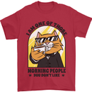 Cats I'm One of Those Morning People Funny Mens T-Shirt Cotton Gildan Red