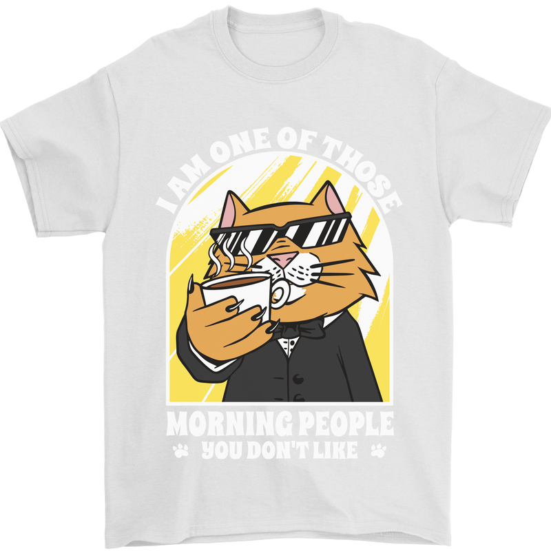 Cats I'm One of Those Morning People Funny Mens T-Shirt Cotton Gildan White