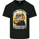 Cats I'm One of Those Morning People Funny Mens V-Neck Cotton T-Shirt Black