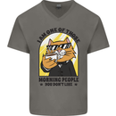 Cats I'm One of Those Morning People Funny Mens V-Neck Cotton T-Shirt Charcoal