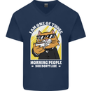 Cats I'm One of Those Morning People Funny Mens V-Neck Cotton T-Shirt Navy Blue
