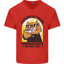 Cats I'm One of Those Morning People Funny Mens V-Neck Cotton T-Shirt Red