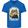Cats I'm One of Those Morning People Funny Mens V-Neck Cotton T-Shirt Royal Blue