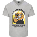 Cats I'm One of Those Morning People Funny Mens V-Neck Cotton T-Shirt Sports Grey