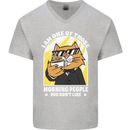 Cats I'm One of Those Morning People Funny Mens V-Neck Cotton T-Shirt Sports Grey