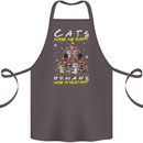 Cats Make Me Happy Funny Christmas Cotton Apron 100% Organic Dark Grey