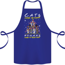 Cats Make Me Happy Funny Christmas Cotton Apron 100% Organic Royal Blue
